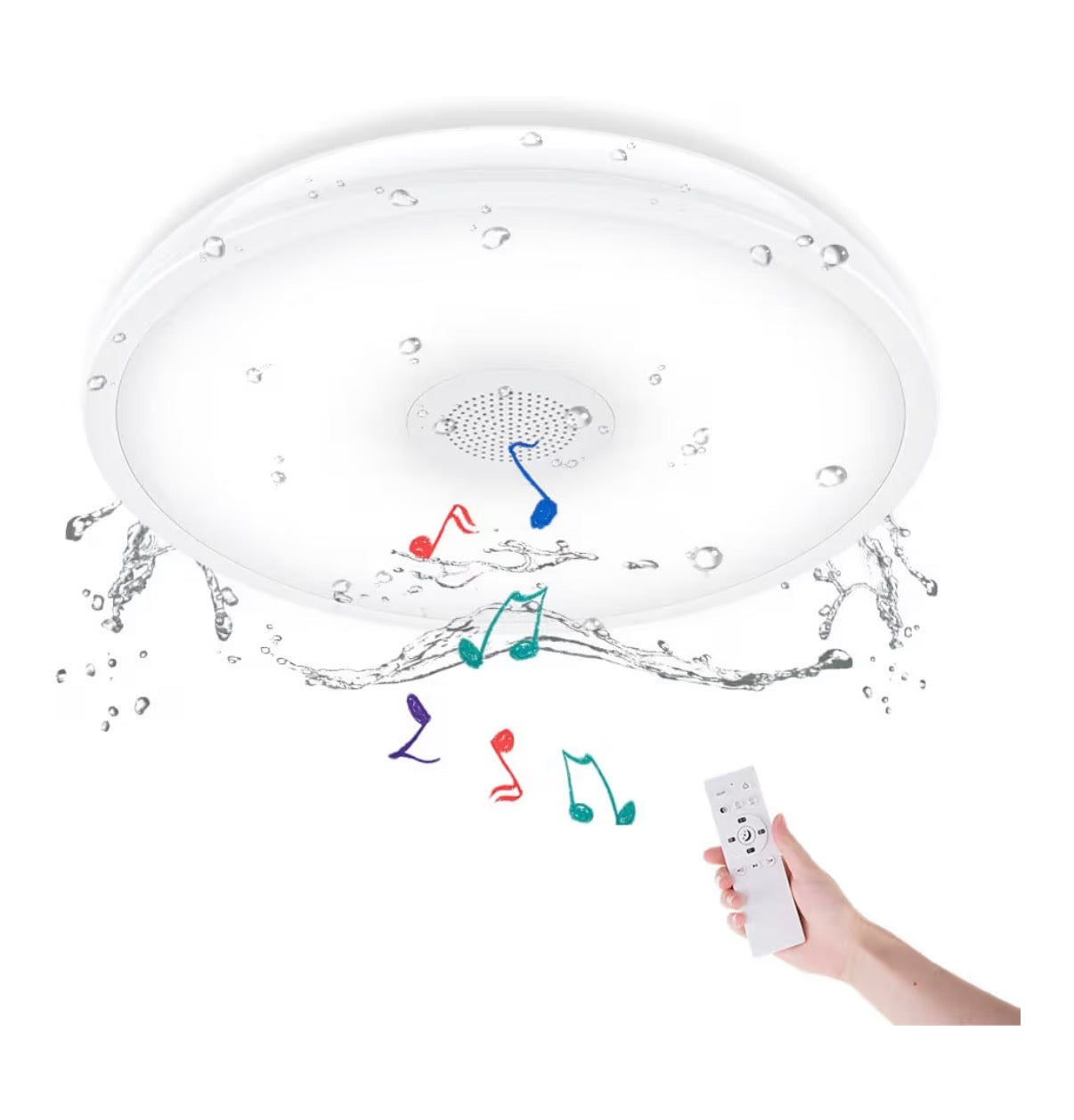 Bathroom Ceiling Light Fixture, Waterproof IP65 18W LED Music Ceiling Lamp with Remote Control with Bluetooth Speaker,FCC and UL1598 Certified for Kitchen, Laundry, Hallway