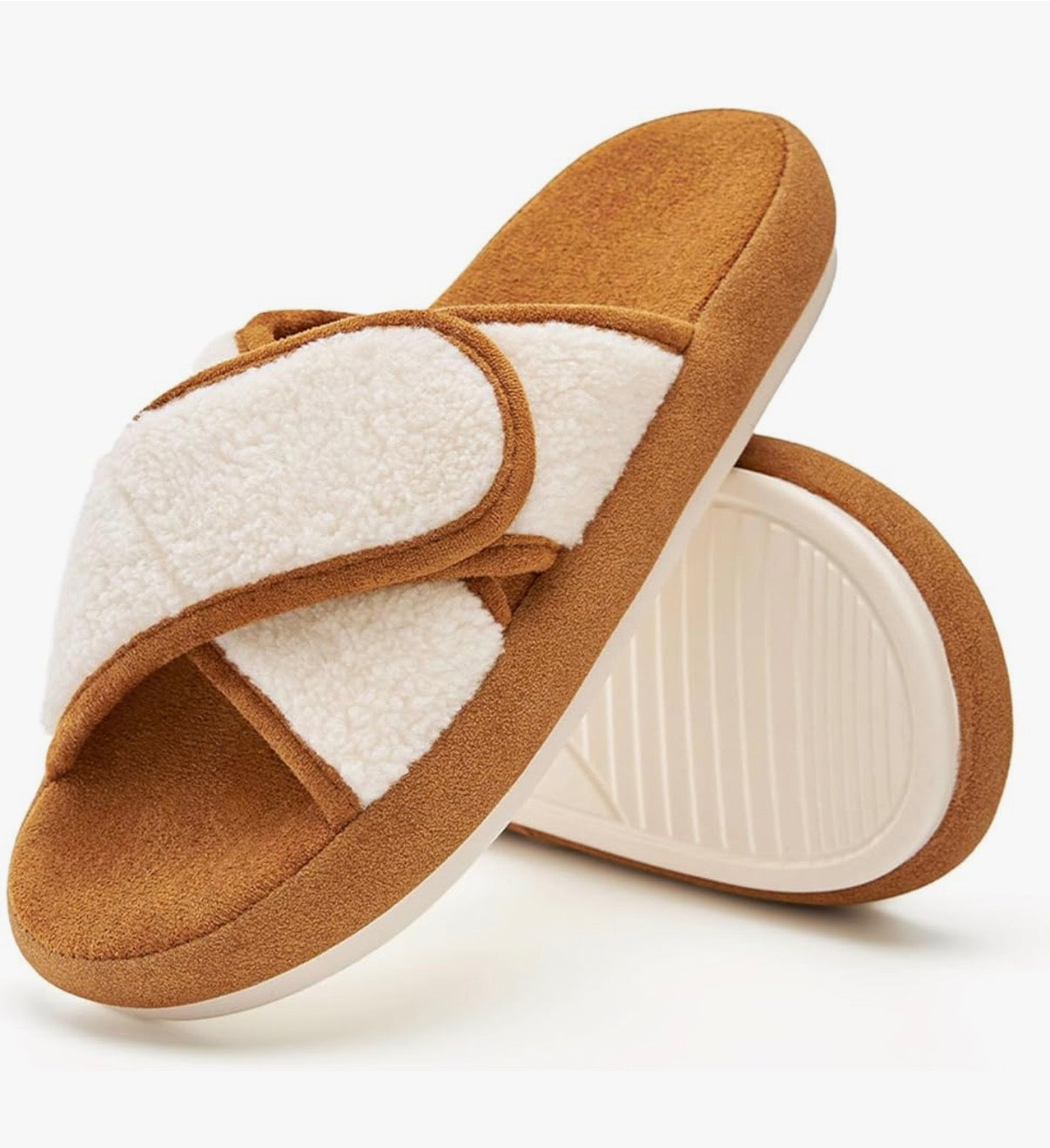 Women's Cross Band House Slippers Memory Foam Slide Open Toe Slippers for Indoor Bedroom Outdoor Gifts