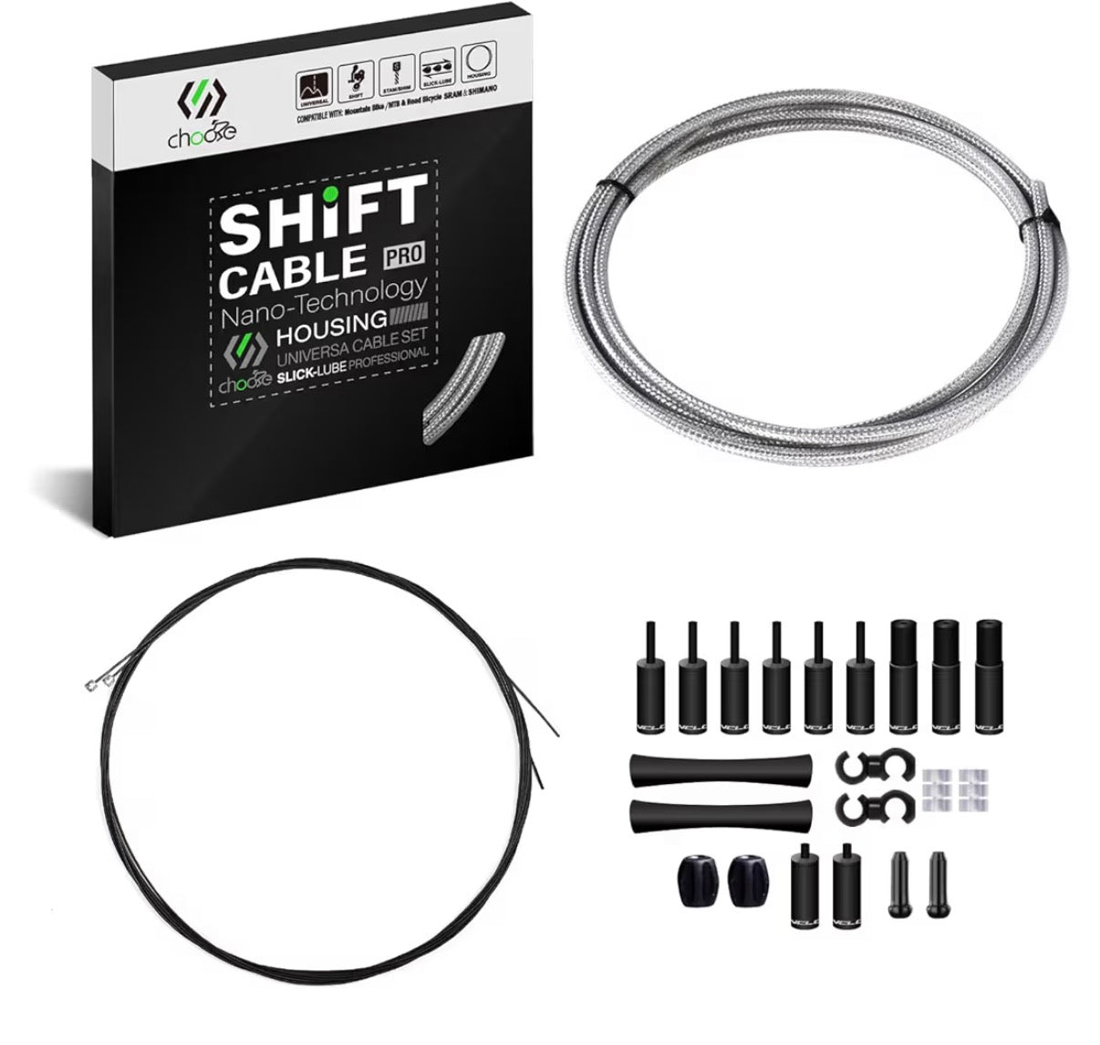 Bike Gear Cable Set, Road Bike Derailleur Cable for Mountain Bike/Bicycle, Bike Shifter Cable Housing Coated Braided & Teflon Inner line（Black/Gold/Silver/Titanium Silver）