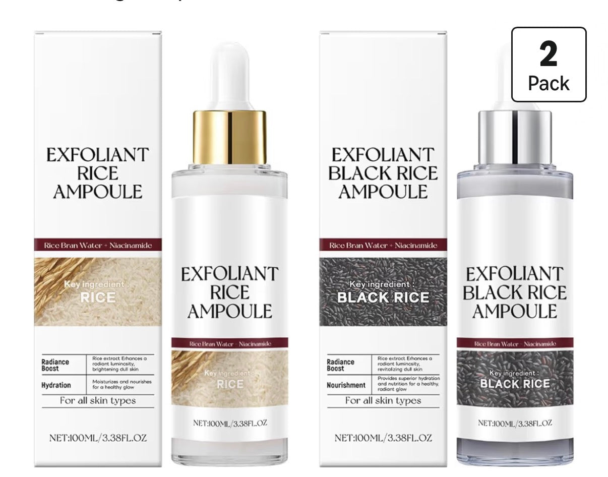 Black and White Rice Peeling, New Soft Rice Exfoliating Face and Body, Black and White Rice Exfoliant for All Skin Types, Gentle Peel & Deep Hydration (White+Black) 2P