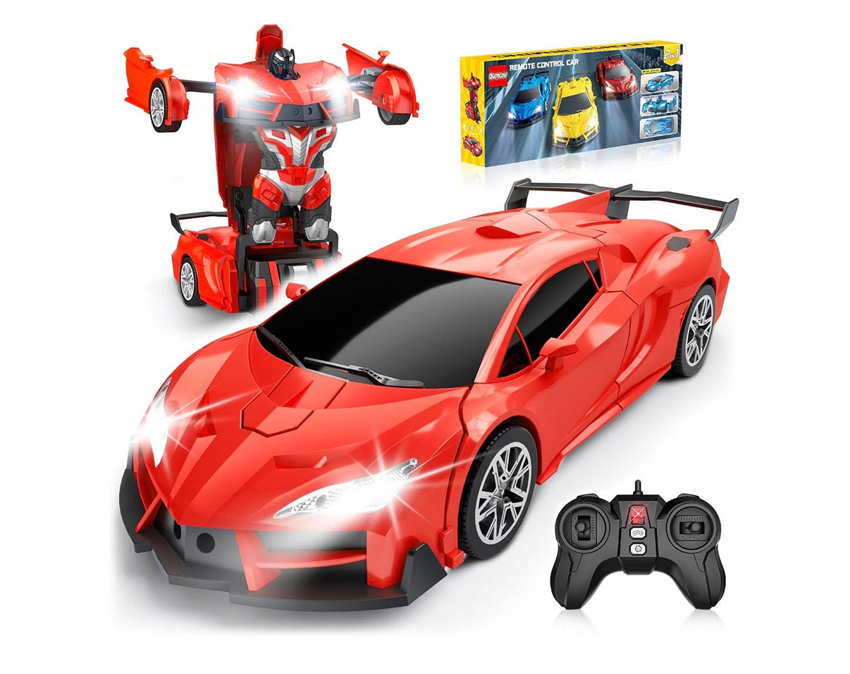Transform Remote Control Car, RC Cars for Boys Age 3-5 6-8, One-Button Transform Toy Cars, 2.4GHz, 360° Spin, 1:16 Scale, Flashing Headlight,3-8 Year Old Grandkids Christmas Birthday Gifts