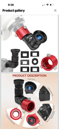 Right Angle Viewfinder with Polar Scope Metal Adapter - 360°Rotating with 1X - 2.5X Magnification